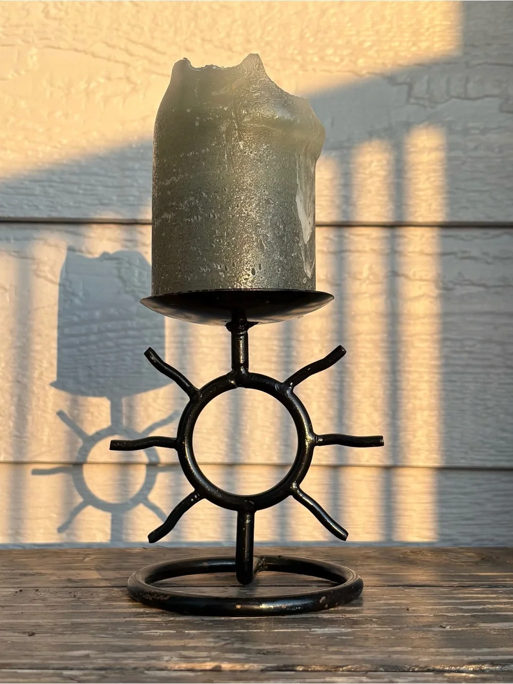 Metal Sunburst Black Candle Holder - Home Accents